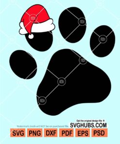 Dog paw print santa hat svg