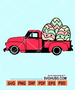 Easter eggs red truck svg