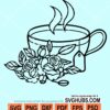 Floral tea cup svg