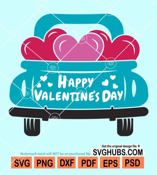 Happy valentine's day truck svg