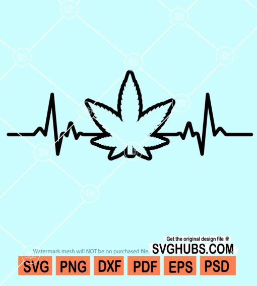 Heartbeat weed leaf svg