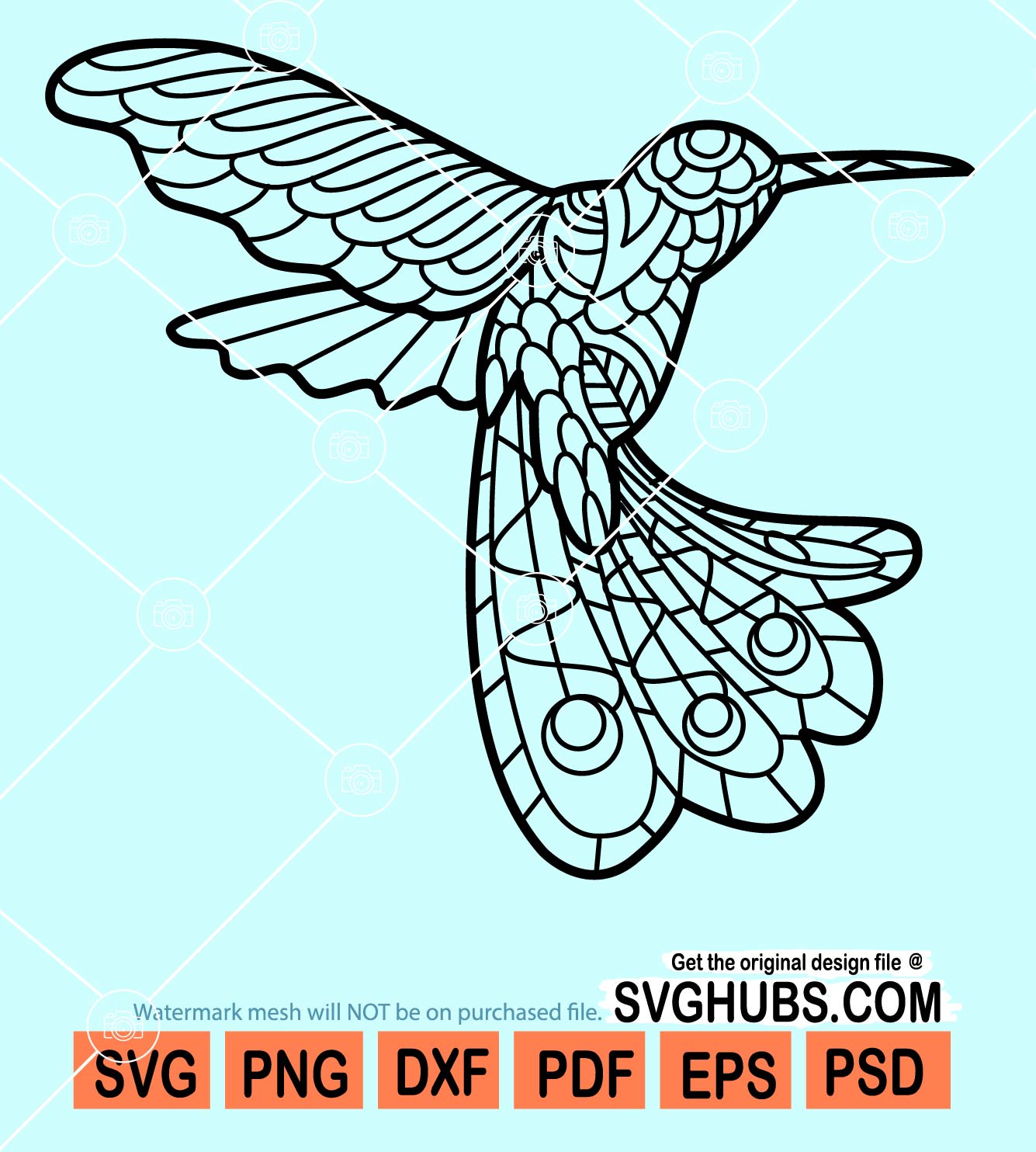 Hummingbird mandala svg, Hummingbird svg, bird clipart svg, mandala svg