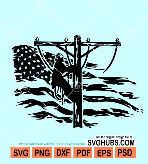 Lineman distressed flag SVG