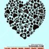 Love heart dog paw print svg
