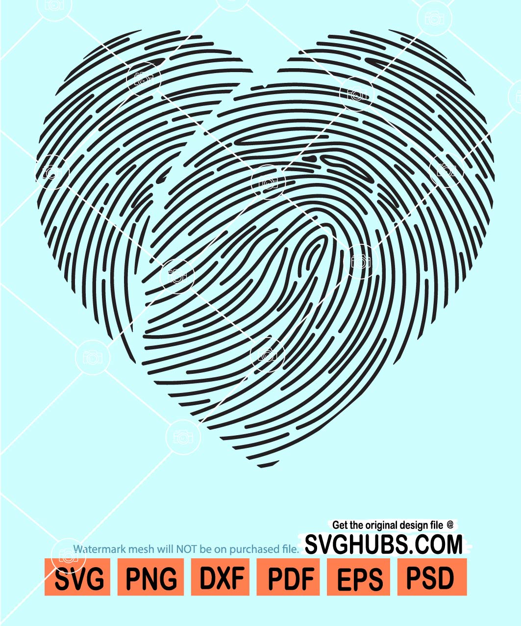 Fingerprint Heart SVG Cut File PNG Finger Print Hear SVG ai-cases