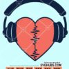 Love heart heartbeat with headphones svg