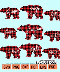 Mama bear buffalo plaid family SVG