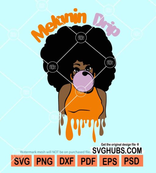 Melanin Drip afro woman SVG