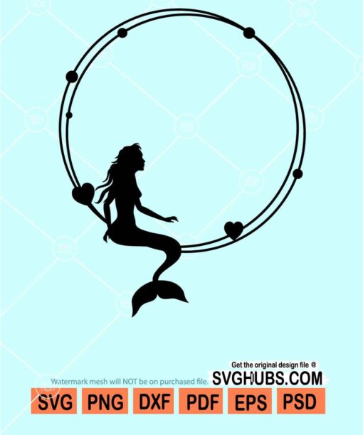 Mermaid circle frame svg