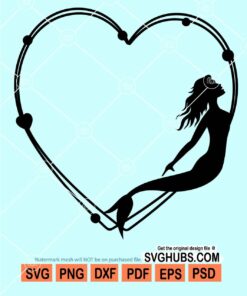 Mermaid heart frame svg