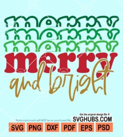 Merry and bright stacked svg