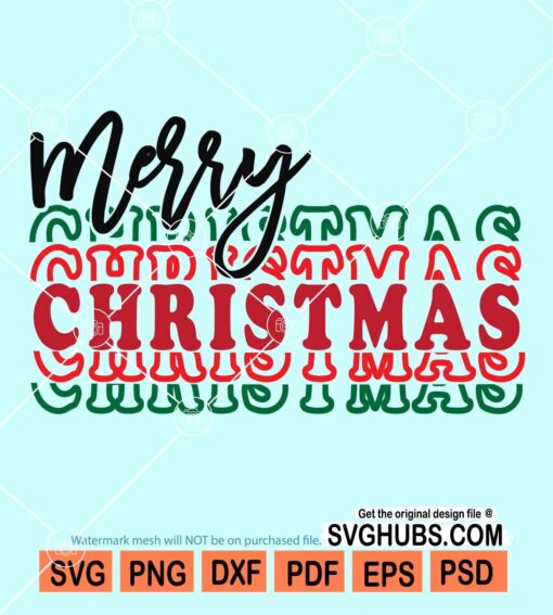 Merry christmas stacked svg