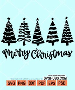 Merry christmas trees svg