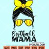 Messy bun softball mama svg