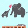 Mom and baby elephant svg