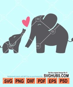 Mom and baby elephant svg