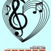 Music notes love heart svg
