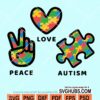 Peace love autism svg