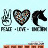 Peace love unicorn svg
