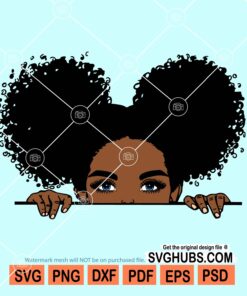 Peek a boo cute afro girl svg