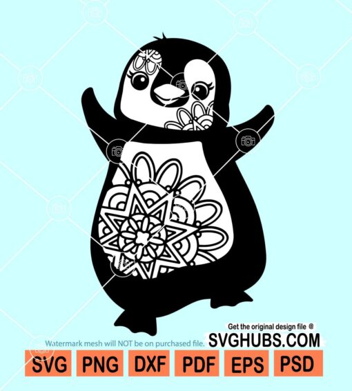 Penguin mandala SVG