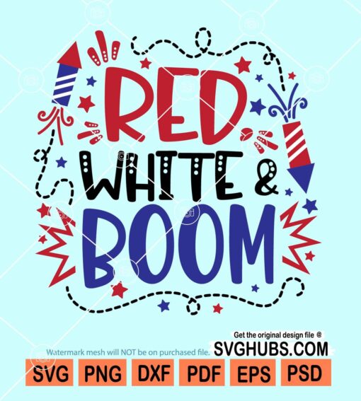 Red white boom svg