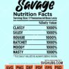 Savage nutrition facts svg