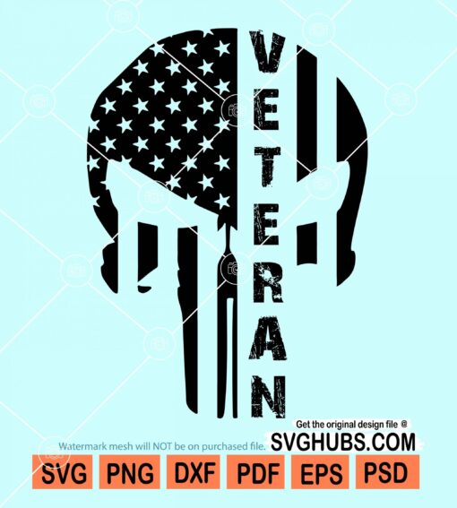 US Veteran skull flag svg