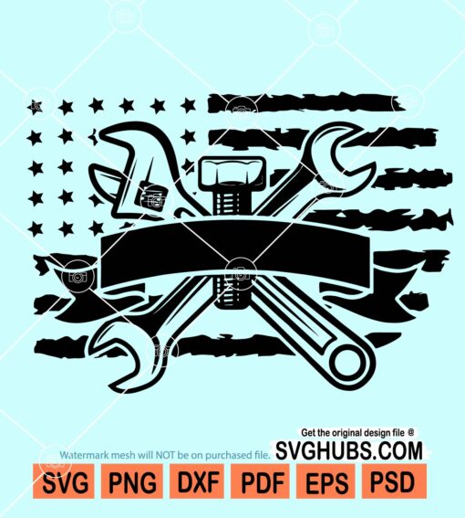 US mechanic name frame SVG