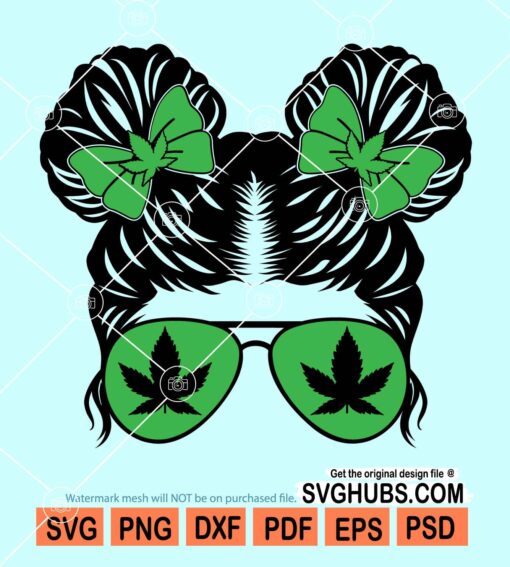 Weed messy bun svg