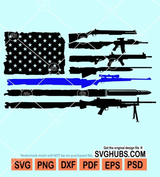 American flag guns thin blue line svg