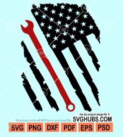 American flag with wrench svg