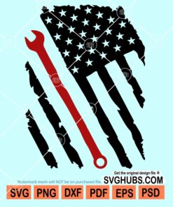 American flag with wrench svg