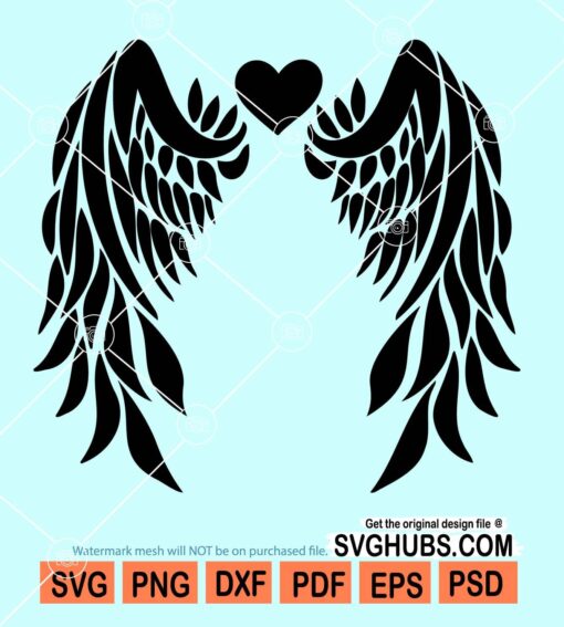 Angel Wings Svg, Heart With Wings Svg, Angel Svg, Wings Svg, Memorial ...
