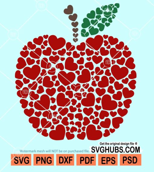 Apple full of hearts svg