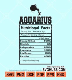 Aquarius nutritional facts svg