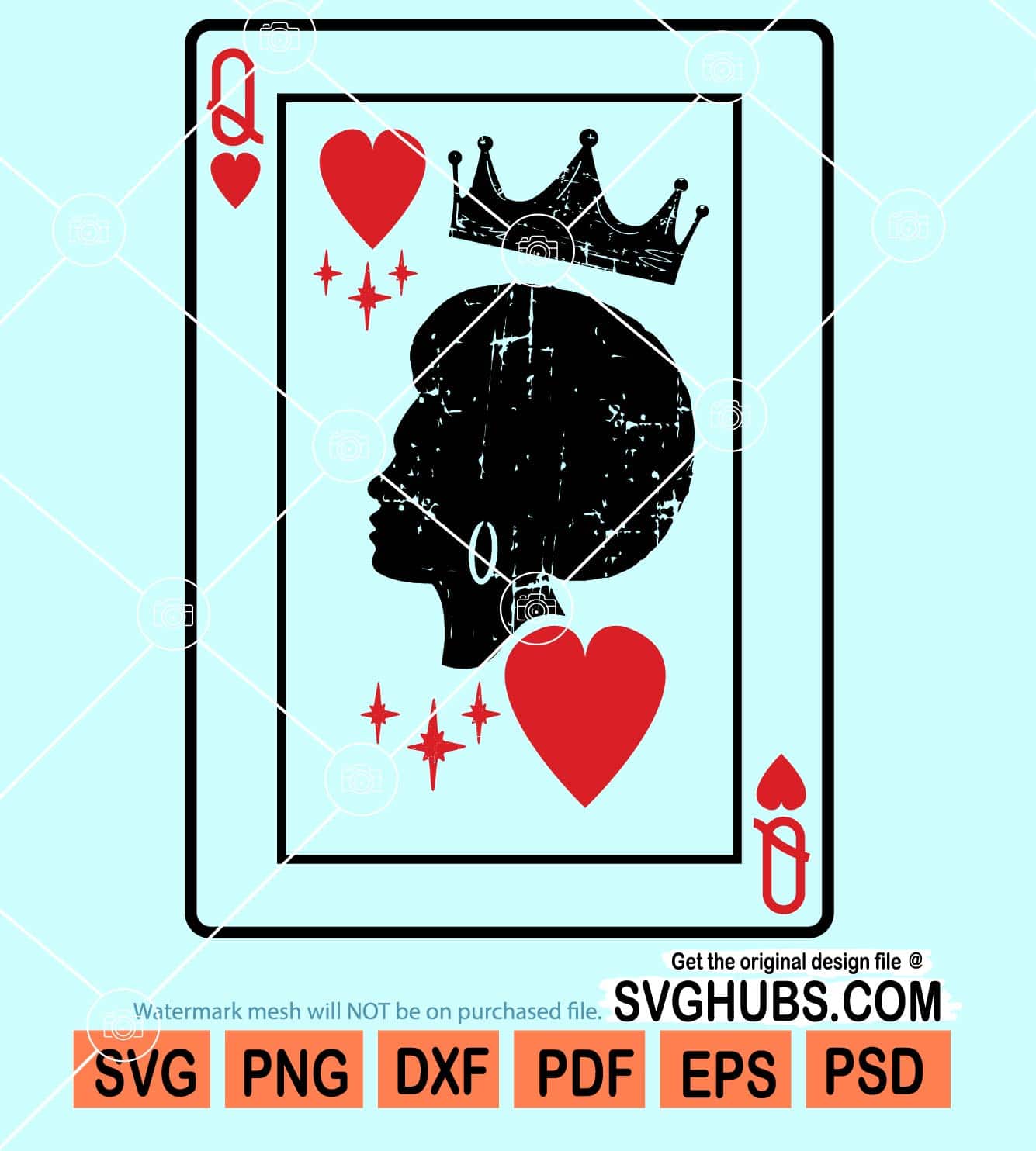 Black queen card svg, black queen svg, Queen of Hearts svg, African
