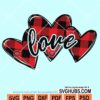 Buffalo plaid love hearts svg