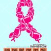 Cancer ribbon football svg