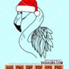 Christmas flamingo with santa hat svg