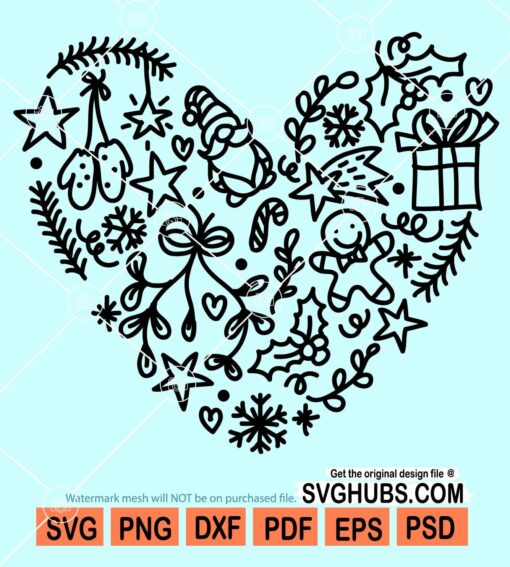 Christmas heart svg