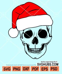 Christmas skull with santa hat svg