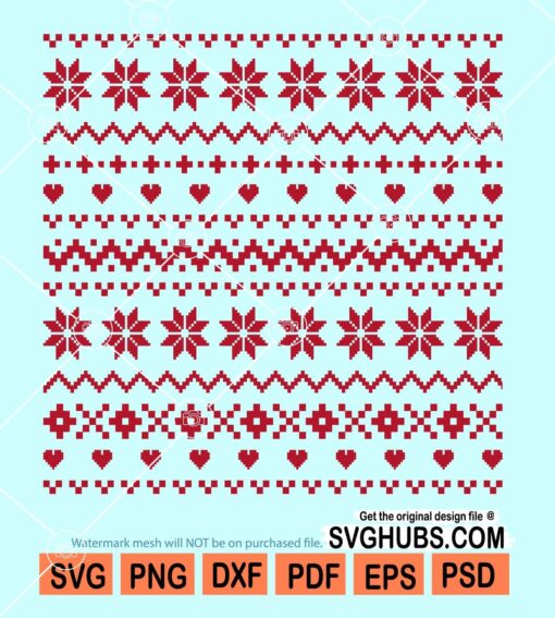 Christmas sweater pattern square svg
