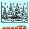 Christmas truck winter scene svg