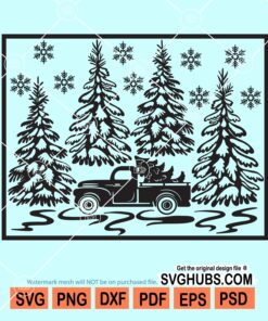 Christmas truck winter scene svg