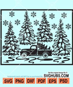 Christmas truck winter scene svg