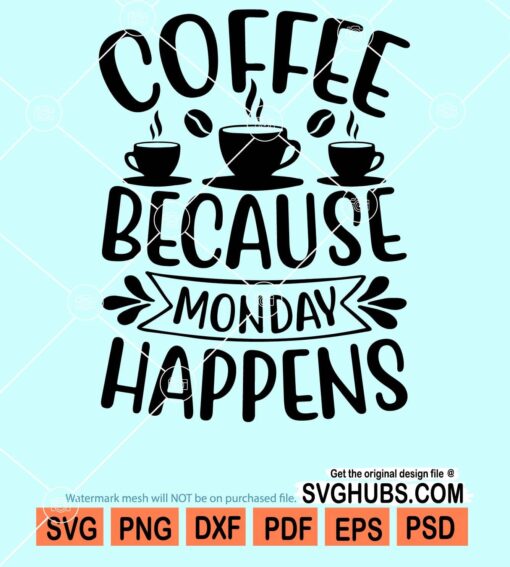 Coffee because monday happens svg