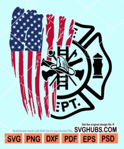 Distressed American flag Fire fighter department svg