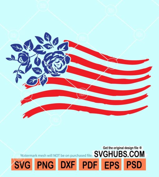 Floral american flag svg