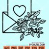 Floral envelope valentine svg